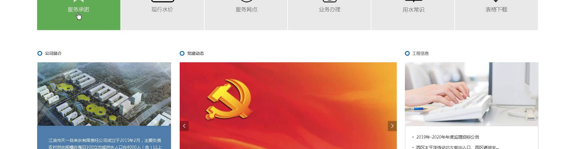 绵阳网站建设、网页设计案例展示-天一自来水